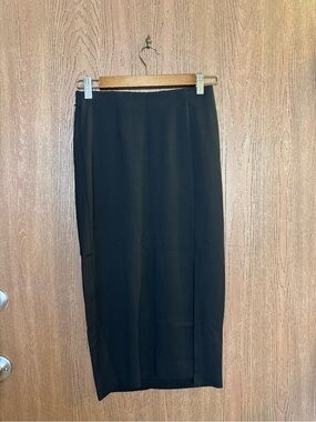 Laundry by Shelli Segal Women's Black Pencil Midi Skirt with Side Slit, Size 2
